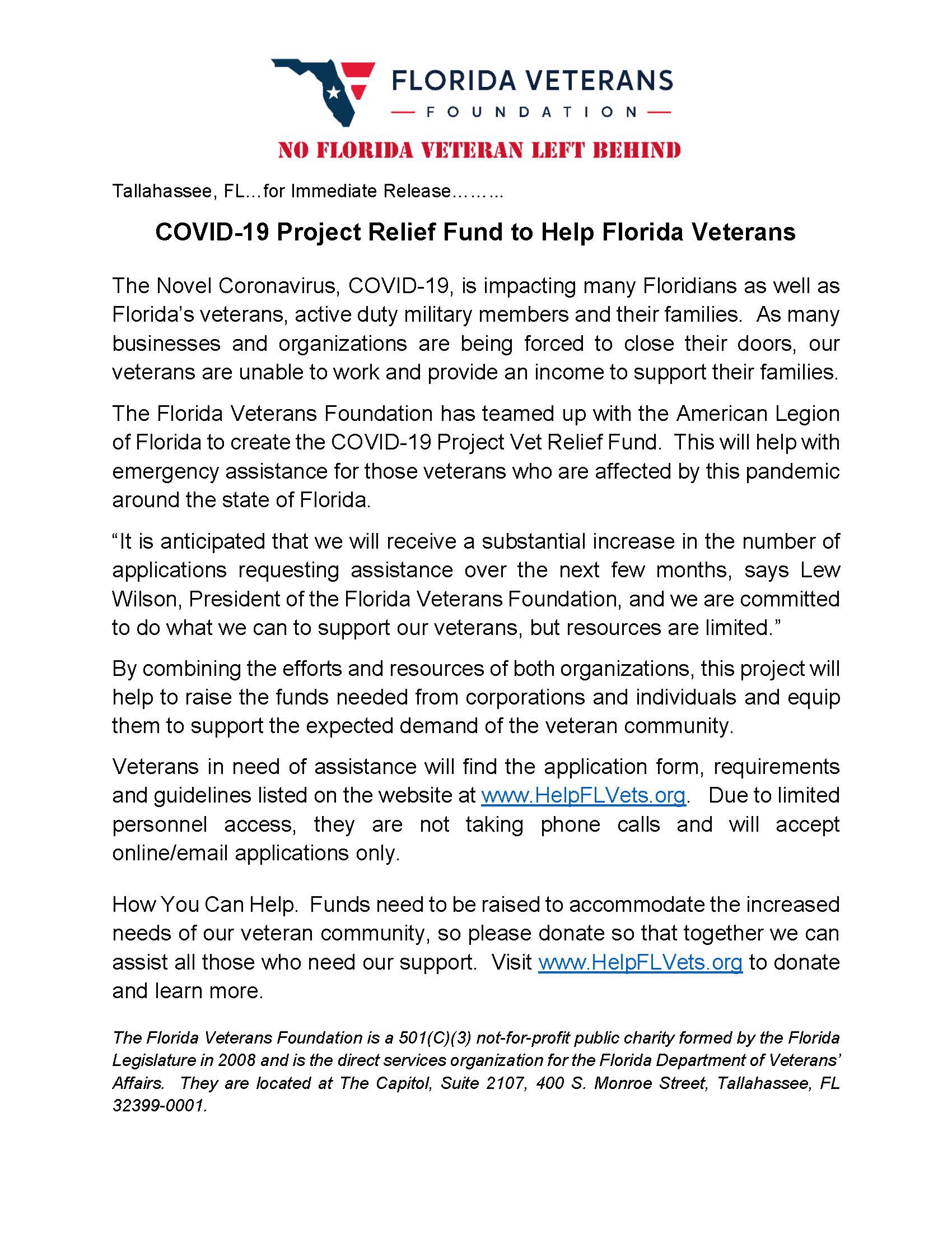 COVID-19 Press Release3.Florida Veterans Foundation